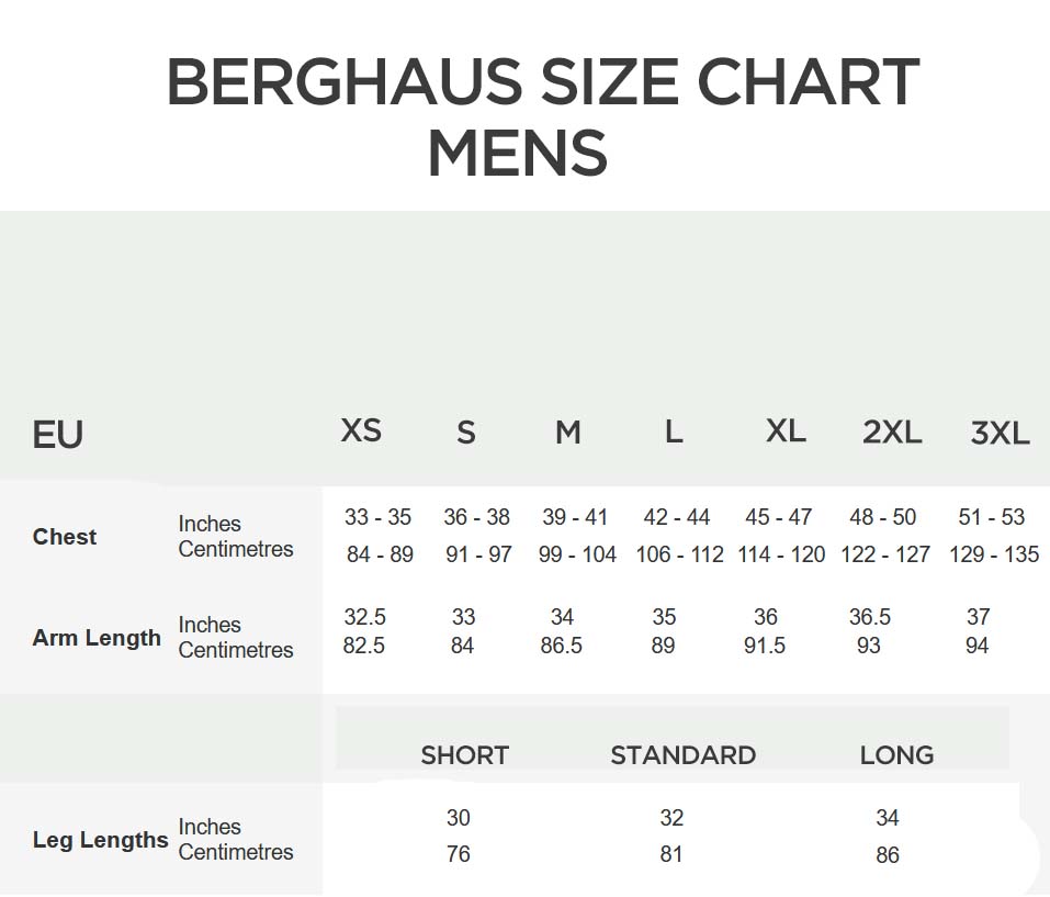 majorité Quatre steak berghaus size chart Sculpteur Manifestation Pavage