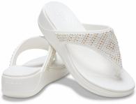 Crocs Monterey Shimmer Wedge Flip Women Oyster