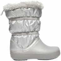 Girls Crocband Lodge Point Metallic Winter Boot  Silver Metallic