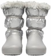 Girls Crocband Lodge Point Metallic Winter Boot  Silver Metallic