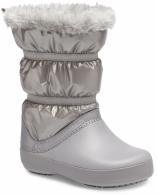 Girls Crocband Lodge Point Metallic Winter Boot  Silver Metallic