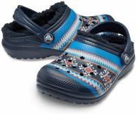 Crocs Classic Printed Lined Clog KIds Navy