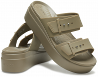 Womens Crocs Brooklyn Sandal Low Wedge Khaki