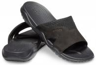 Crocs Swiftwater Leather Slide Black / Black