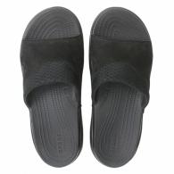 Crocs Swiftwater Leather Slide Black / Black