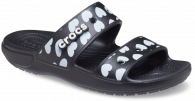 Crocs Classic Heart Print Clog Sandal Black / White