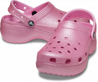CROCS CLASSIC PLATFORM GLITTER CLOG W Pink Tweed