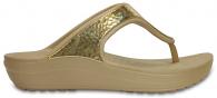 Crocs Sloane Embellished Flip Gold Metallic