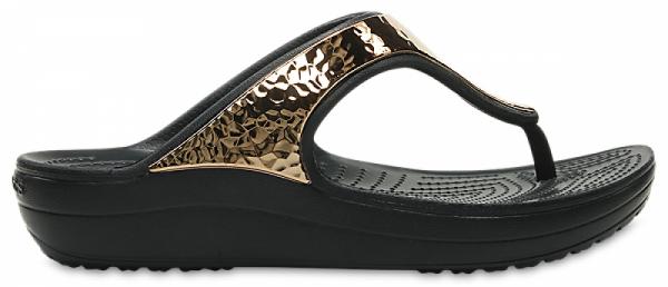 Womens Crocs Sloane Hammered Metallic Flip 