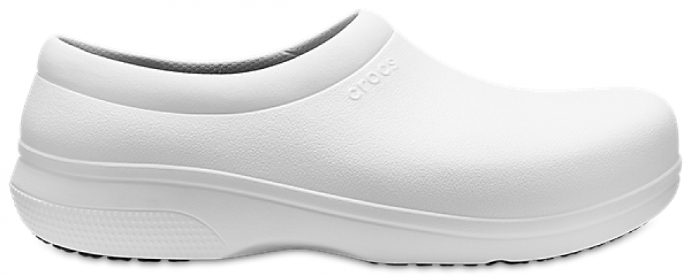 crocs on the clock work slip on white